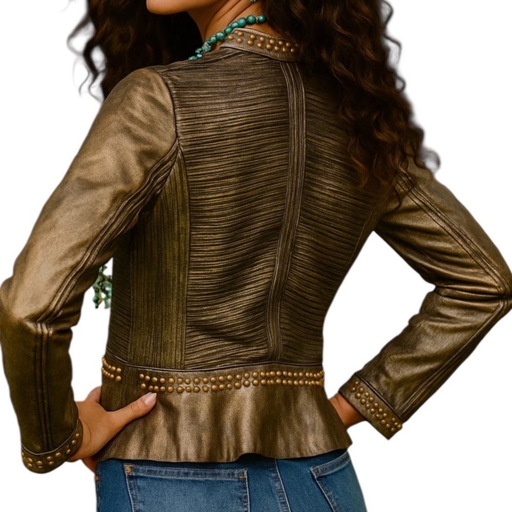 Double D Ranch Mabel heavily embellished, leather jacket NWT - Picture 2 of 16